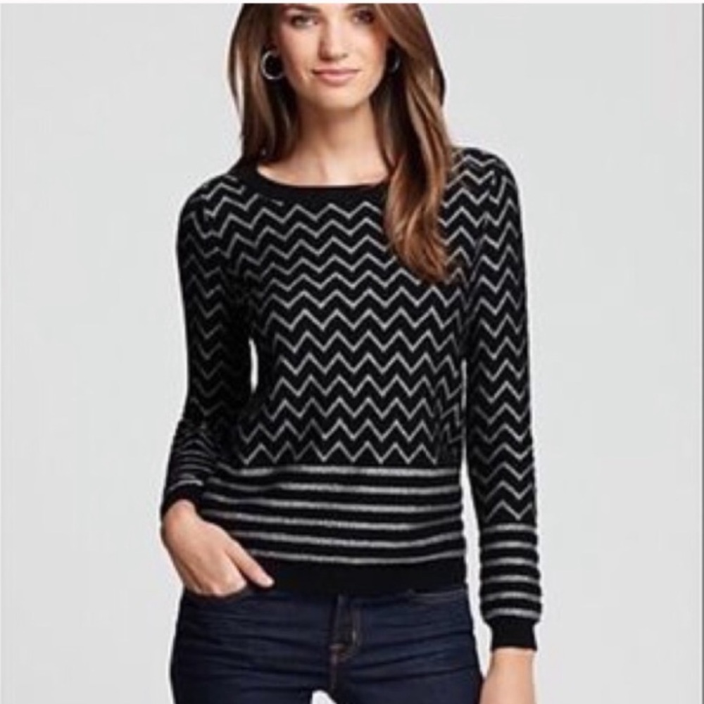 [Joie] Hideaki Zig Zag Metallic Chevron Sweater- S